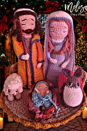 Pesebre a crochet mediano con base modelo 1